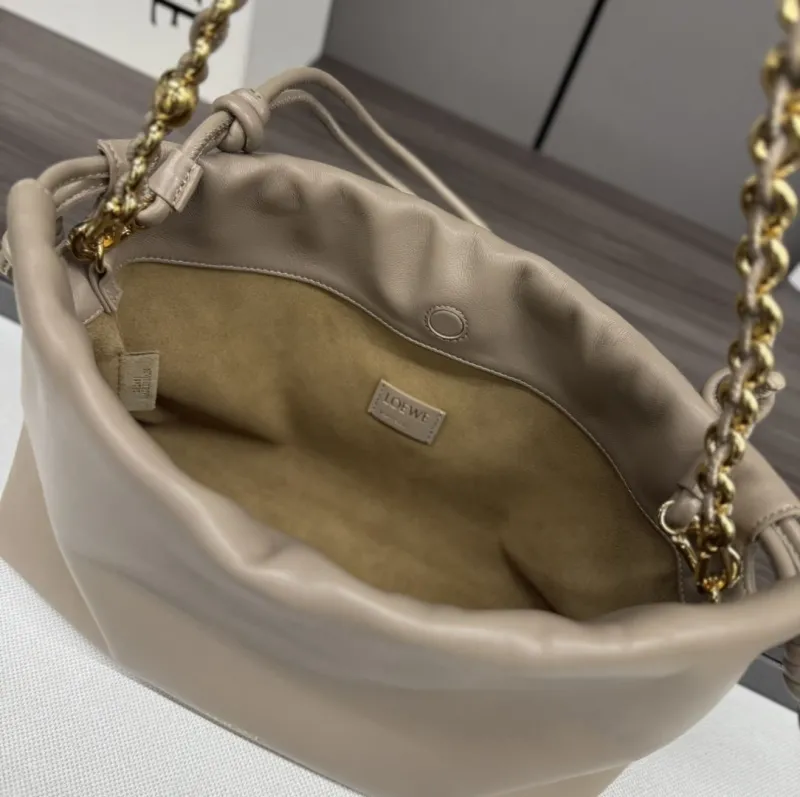 LOEWE Beige Drawstring Chain Pouch Bag 261 - Image 8