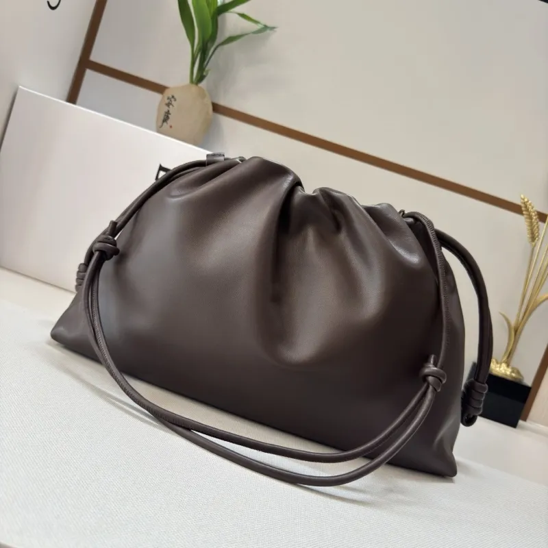 LOEWE Dark Brown Leather Drawstring Shoulder Bag - Image 3