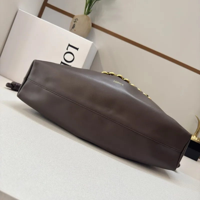 LOEWE Dark Brown Leather Drawstring Shoulder Bag - Image 4