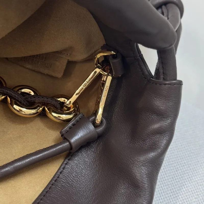 LOEWE Dark Brown Leather Drawstring Shoulder Bag - Image 7