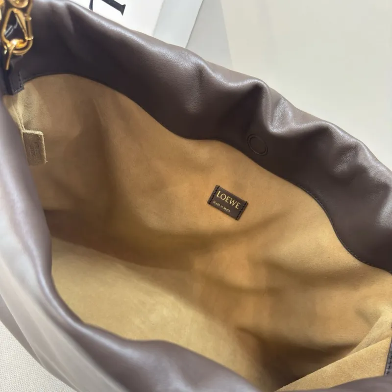 LOEWE Dark Brown Leather Drawstring Shoulder Bag - Image 8