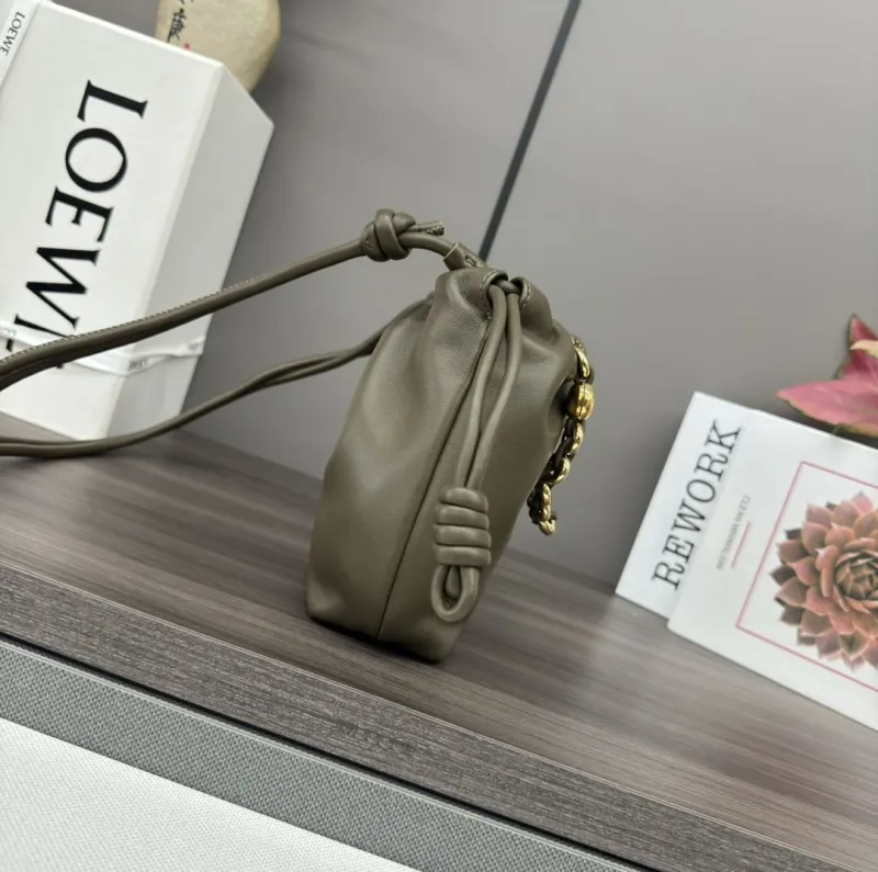 Alternative view of LOEWE Dark Taupe Chain Drawstring Bucket Bag SKU 267