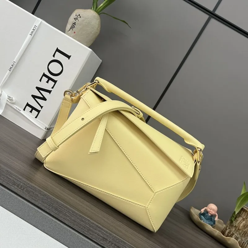 Loewe Pale Yellow Leather Puzzle Handbag 282