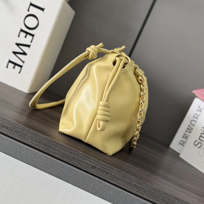 Alternative view of LOEWE Pale Yellow Chain Drawstring Pouch Bag