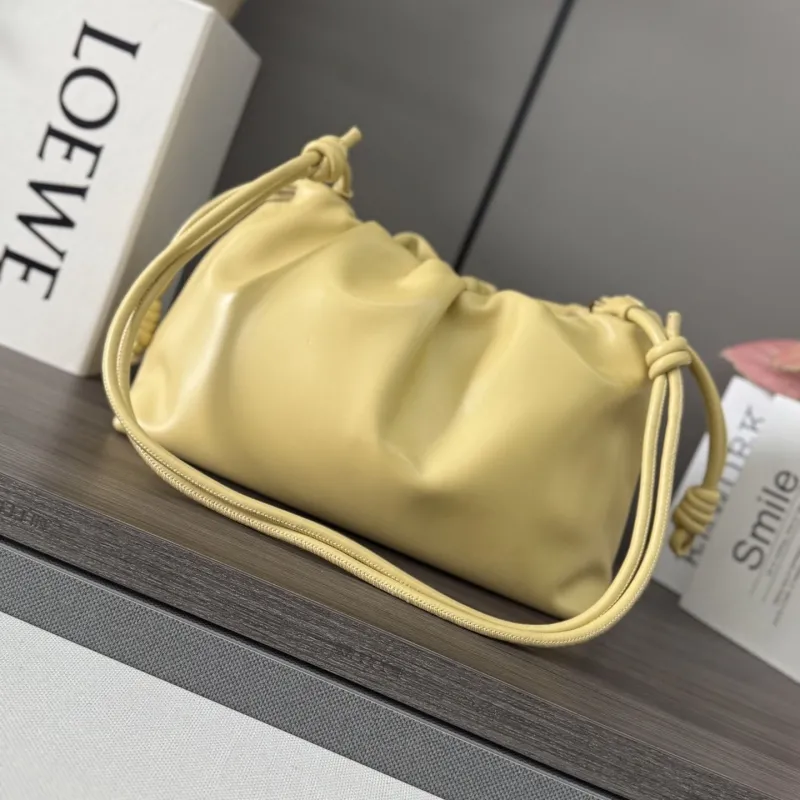 LOEWE Pale Yellow Chain Drawstring Pouch Bag - Image 3