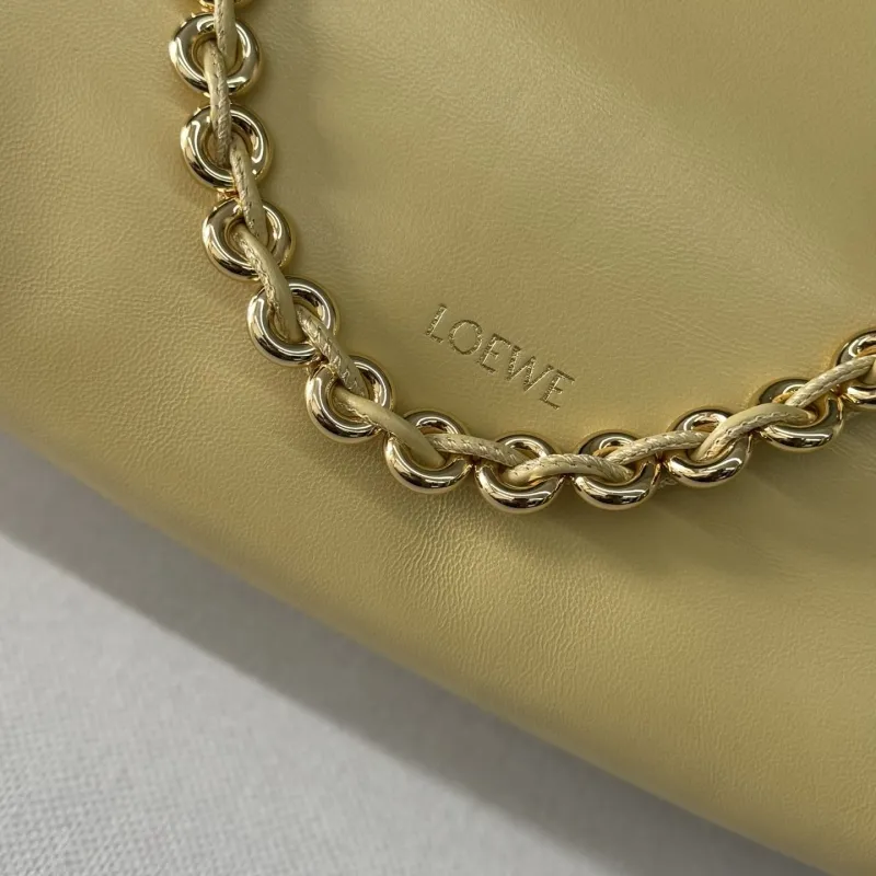 LOEWE Pale Yellow Chain Drawstring Pouch Bag - Image 6