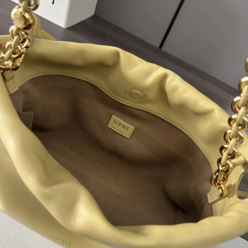LOEWE Pale Yellow Chain Drawstring Pouch Bag - Image 8