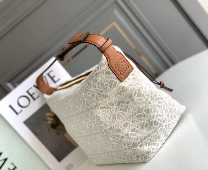 Alternative view of LOEWE White Canvas Hobo Shoulder Bag 286