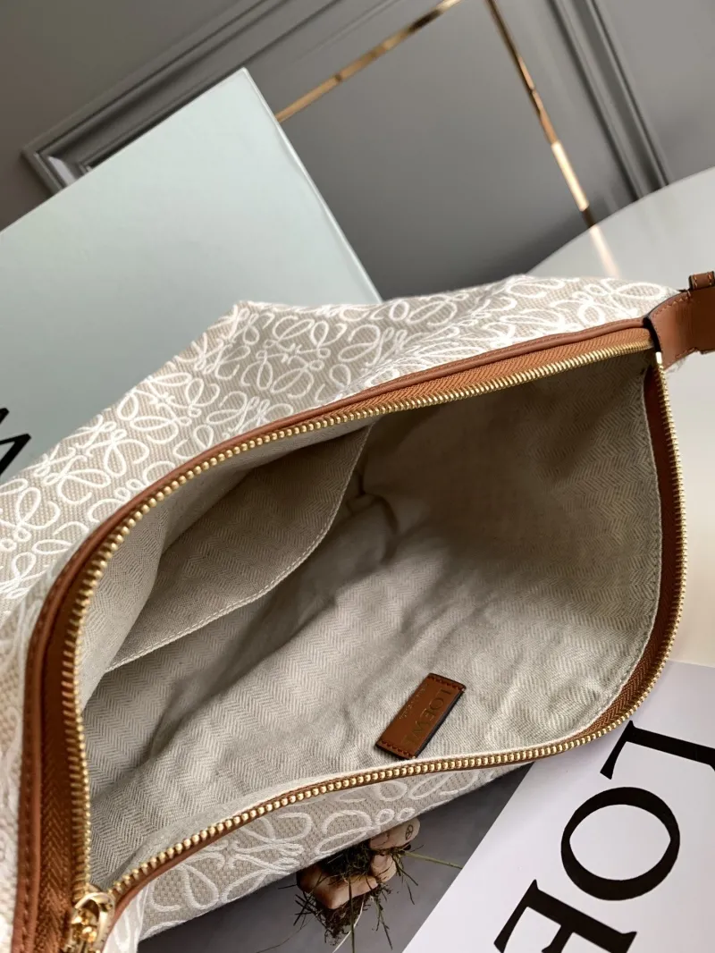 LOEWE White Canvas Hobo Shoulder Bag 286 - Image 7