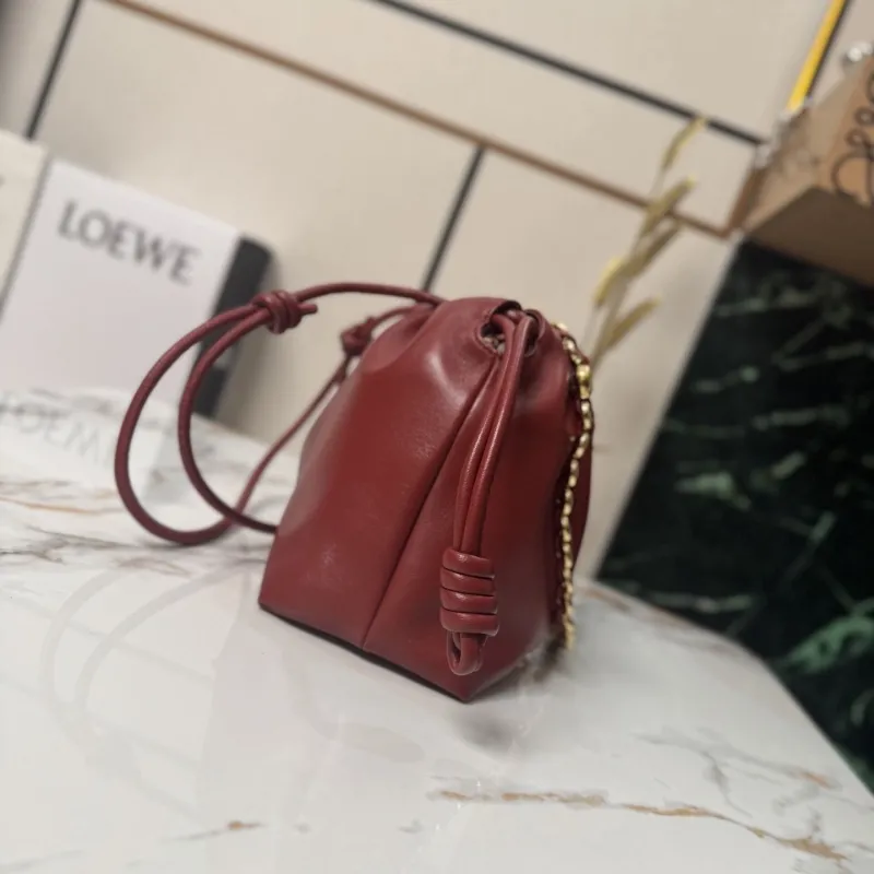 Alternative view of LOEWE Burgundy Leather Drawstring Shoulder Bag