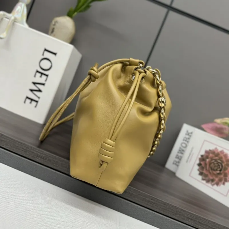 Alternative view of LOEWE Mustard Chain Drawstring Shoulder Bag 289