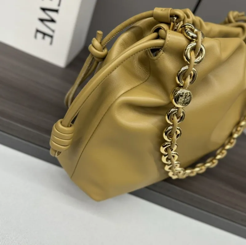LOEWE Mustard Chain Drawstring Shoulder Bag 289 - Image 6