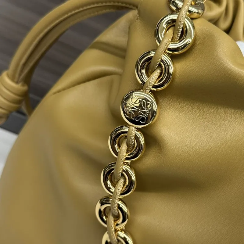 LOEWE Mustard Chain Drawstring Shoulder Bag 289 - Image 7
