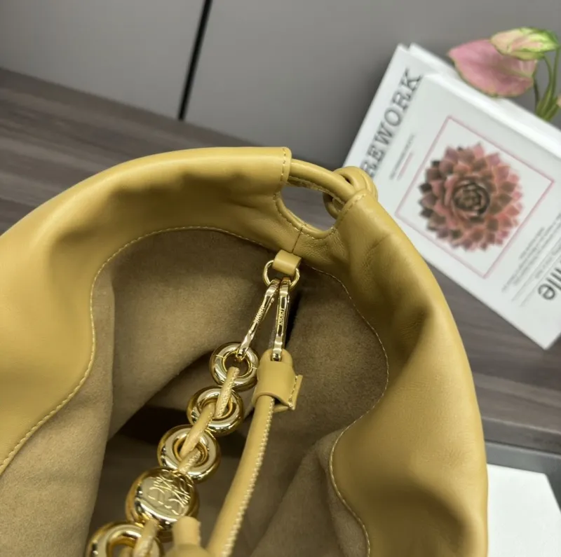 LOEWE Mustard Chain Drawstring Shoulder Bag 289 - Image 8