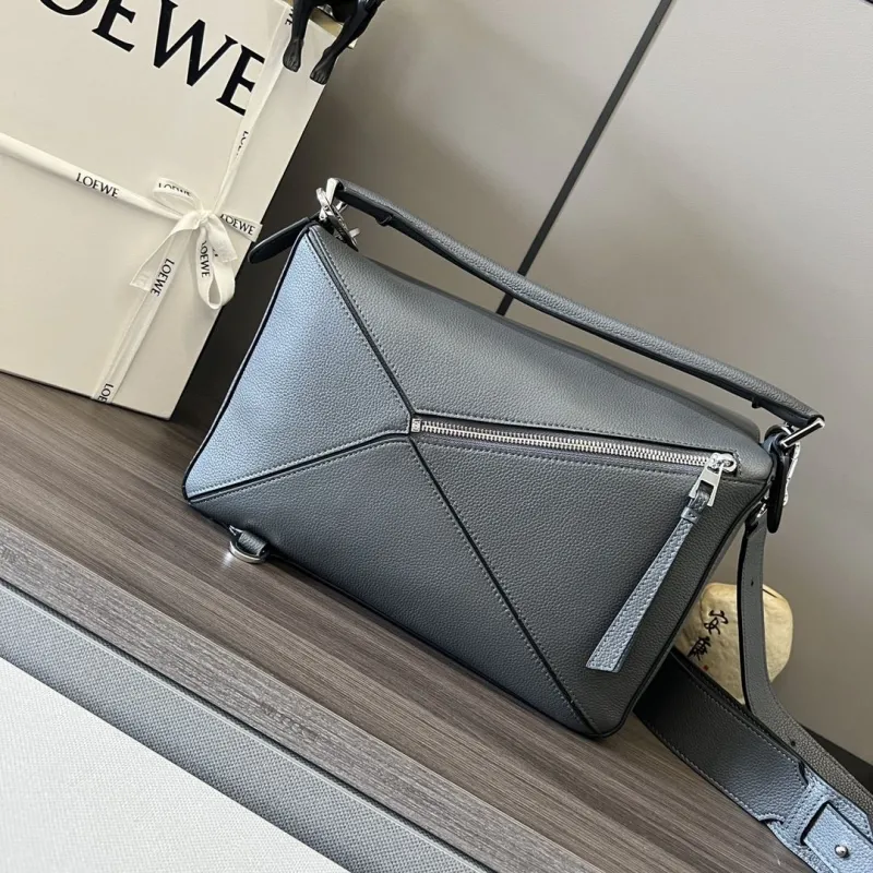 LOEWE Dark Gray Puzzle Leather Shoulder Bag - Image 3