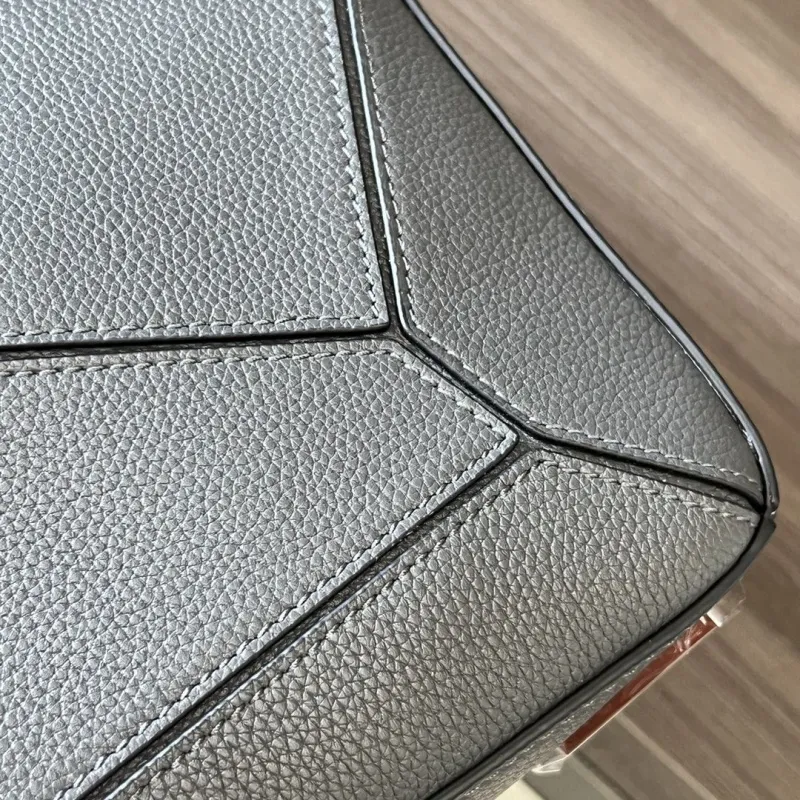 LOEWE Dark Gray Puzzle Leather Shoulder Bag - Image 6