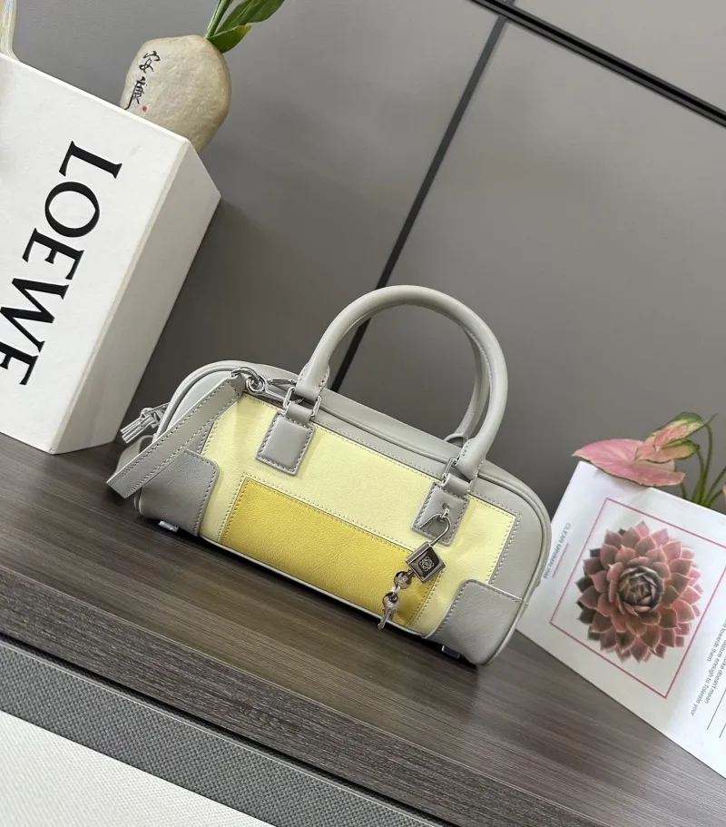 LOEWE 309 Gray Top Handle Leather Bag