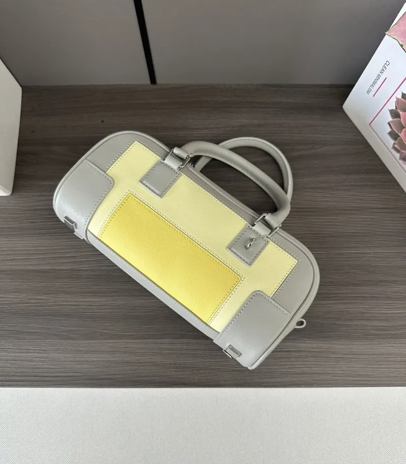 LOEWE 309 Gray Top Handle Leather Bag - Image 7