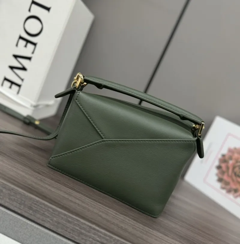 Loewe Olive Green Puzzle Crossbody Bag - Image 3