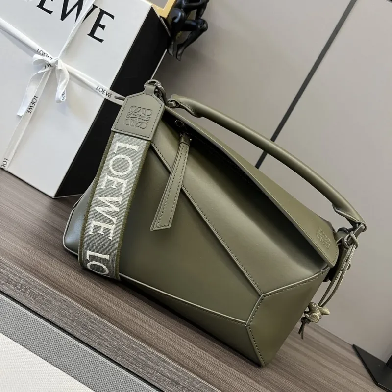 LOEWE Olive Green Puzzle Crossbody Handbag