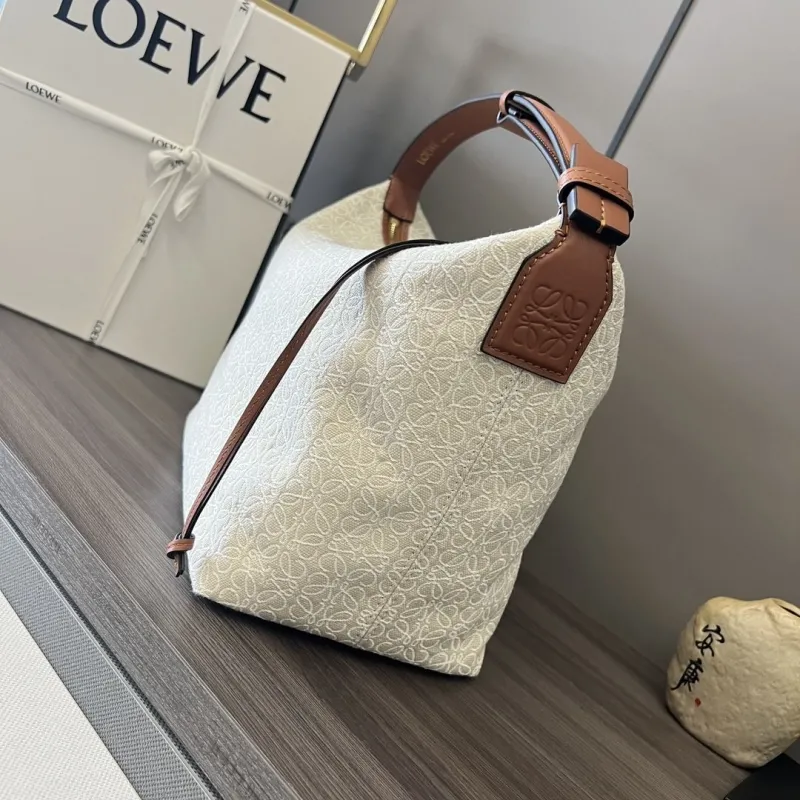 Alternative view of Loewe Cream Canvas Hobo Shoulder Bag