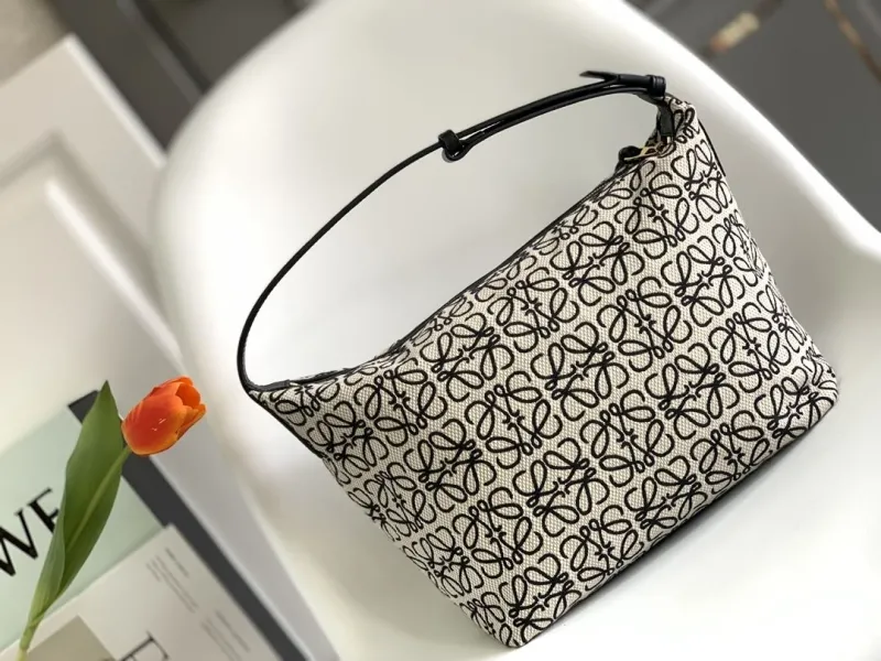 Loewe Anagram Jacquard Hobo Bag 322 Beige Black - Image 3