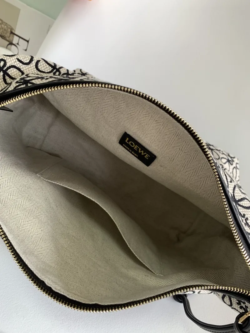 Loewe Anagram Jacquard Hobo Bag 322 Beige Black - Image 8