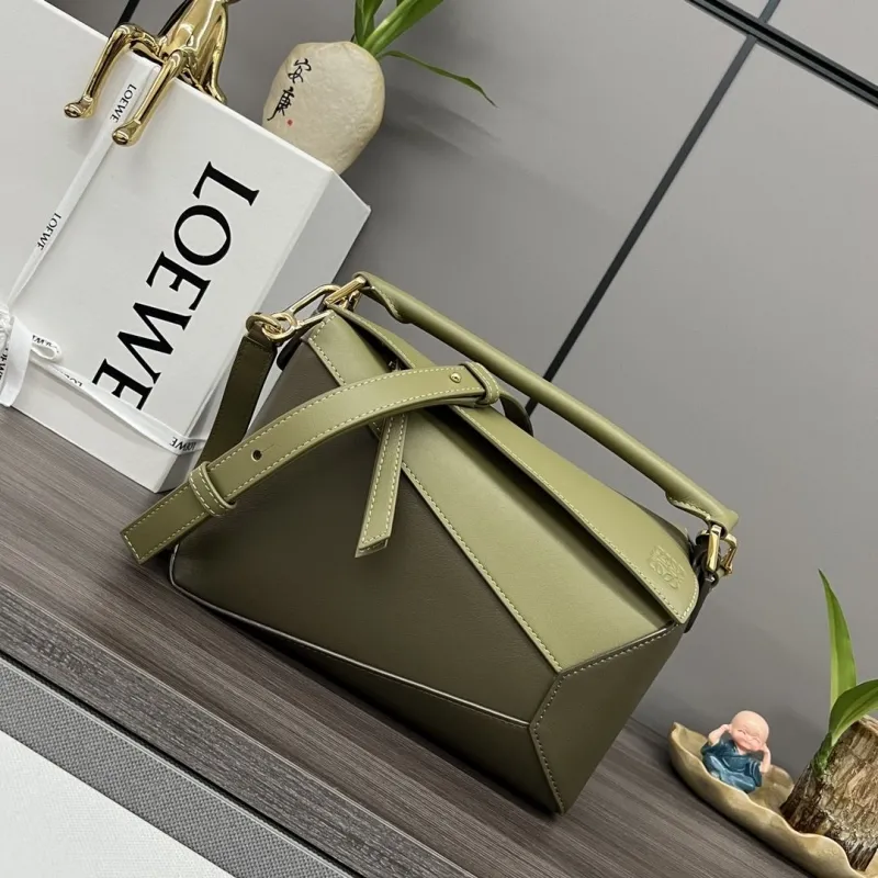 Loewe Olive Green Leather Puzzle Handbag