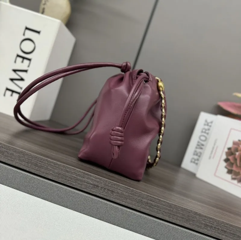 Alternative view of LOEWE Burgundy Leather Drawstring Bucket Bag 353
