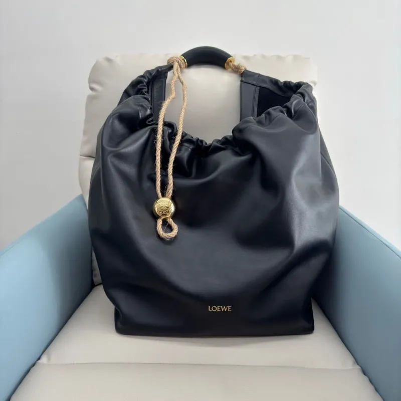 LOEWE Black Leather Hobo Bag