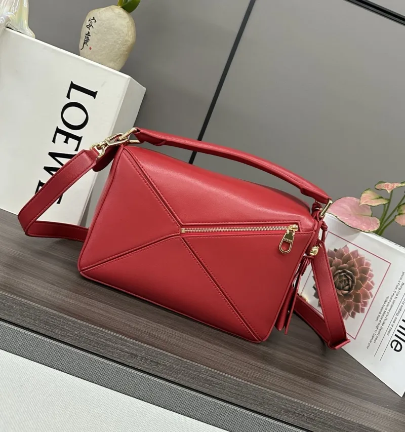 LOEWE Red Leather Top Handle Handbag - Image 3