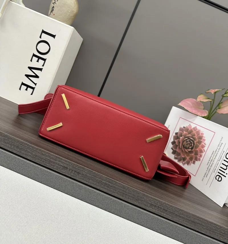 LOEWE Red Leather Top Handle Handbag - Image 4
