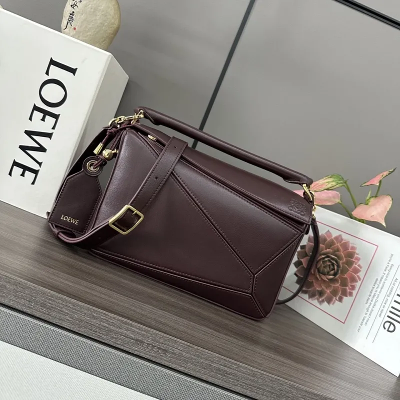 LOEWE Dark Brown Leather Crossbody Bag