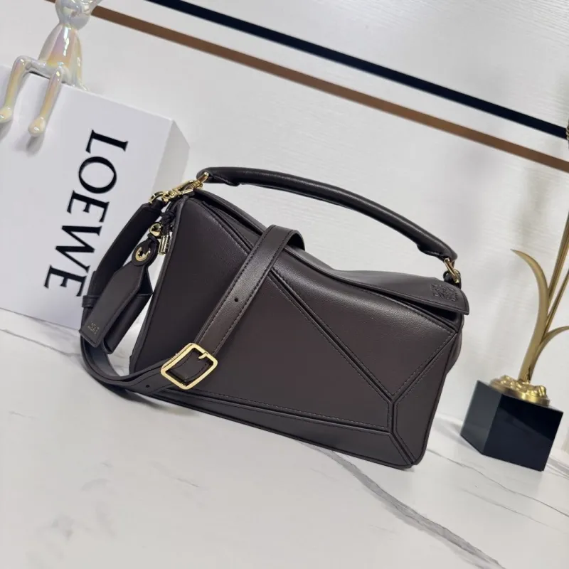 Loewe Brown Leather Puzzle Crossbody Handbag