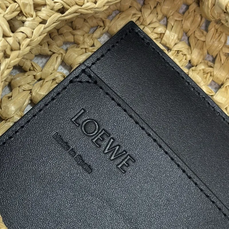 LOEWE Natural Straw Hobo Bag with Black Leather Strap - Image 9