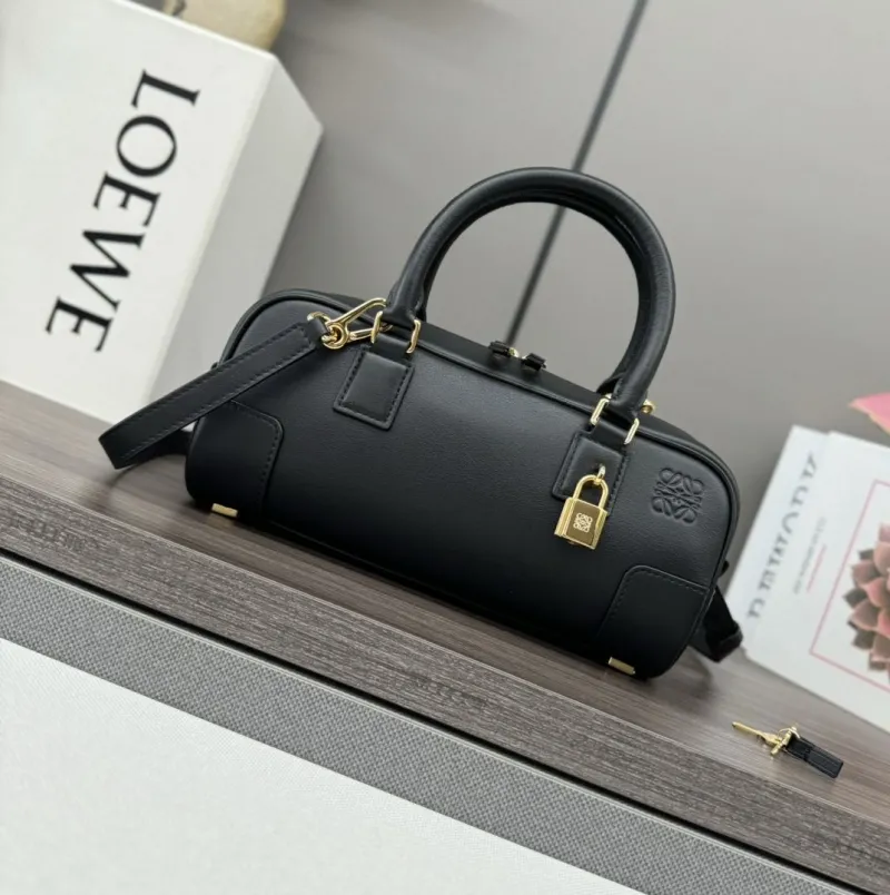 Loewe Black Leather Handle Bag 375