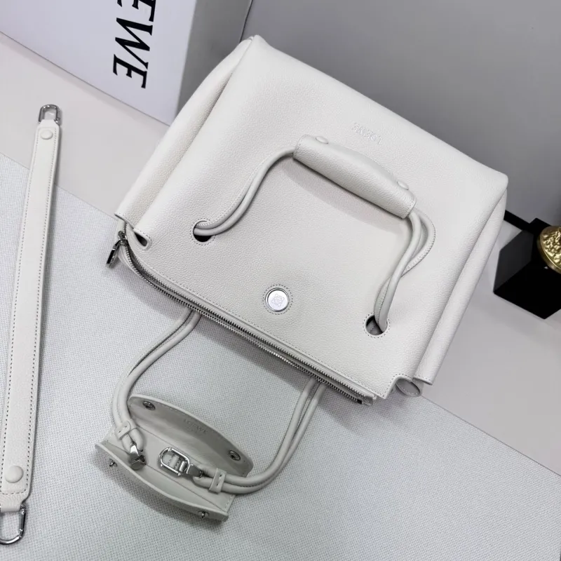 LOEWE White Leather Handle Tote Bag - Image 5