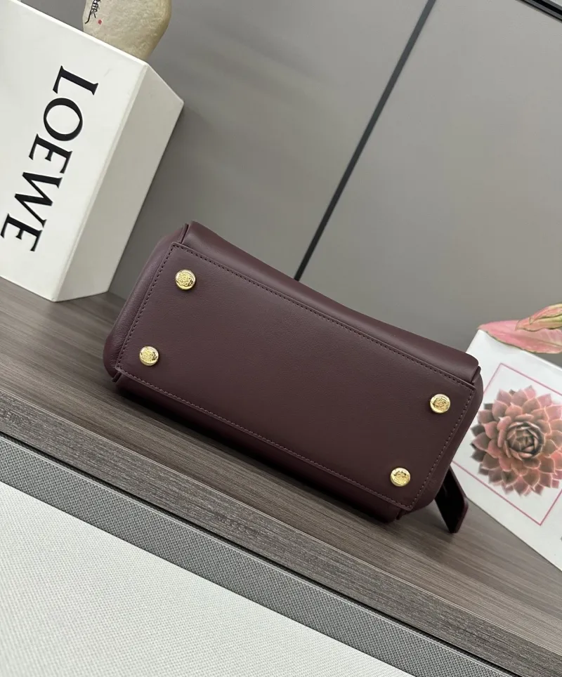 LOEWE Burgundy Leather Handle Handbag 394 - Image 4