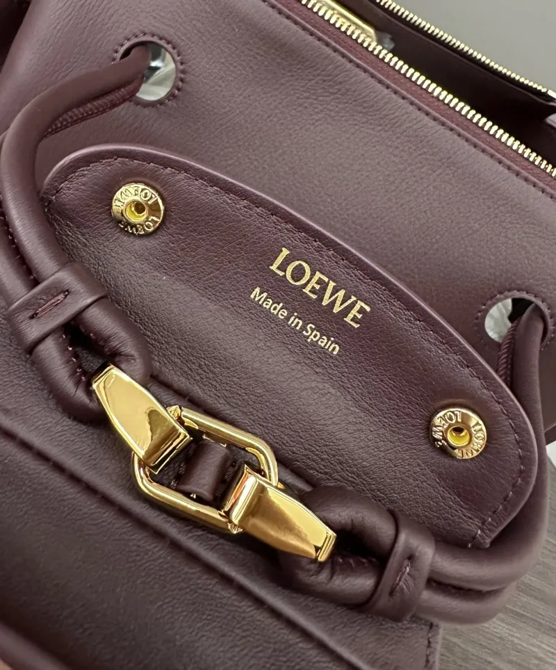 LOEWE Burgundy Leather Handle Handbag 394 - Image 7
