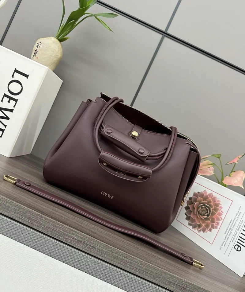 LOEWE Burgundy Leather Handle Bag 397