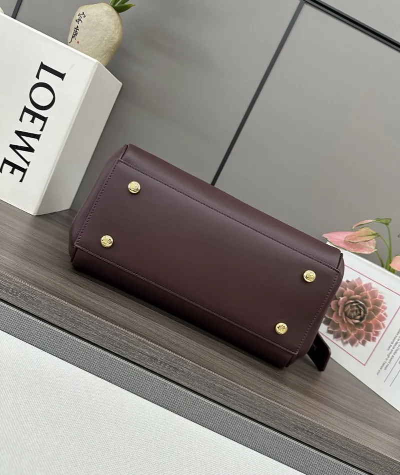 LOEWE Burgundy Leather Handle Bag 397 - Image 4