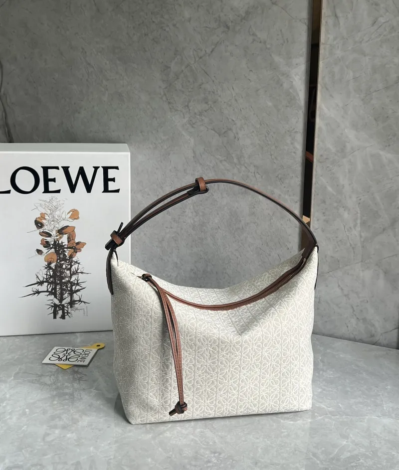 Alternative view of LOEWE Cream Brown Handle Hobo Bag