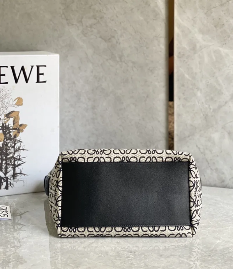 Loewe Anagram Hobo Bag Beige Black 402 - Image 5