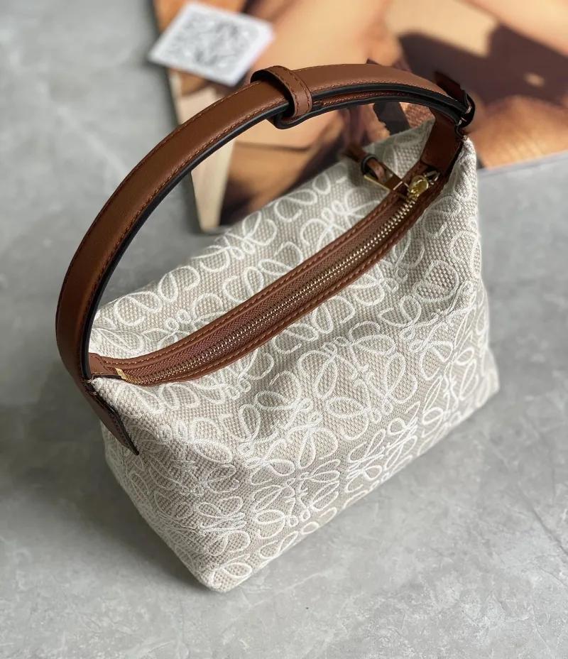Loewe Anagram Canvas Hobo Bag 403 Beige Brown - Image 3