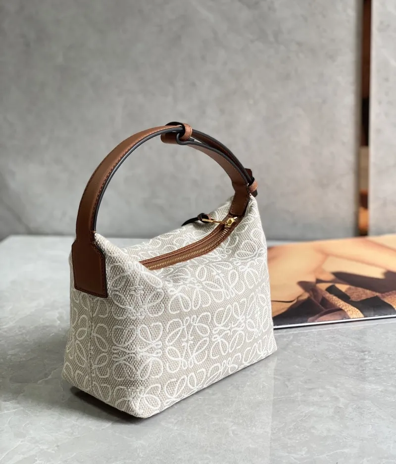 Loewe Anagram Canvas Hobo Bag 403 Beige Brown - Image 4