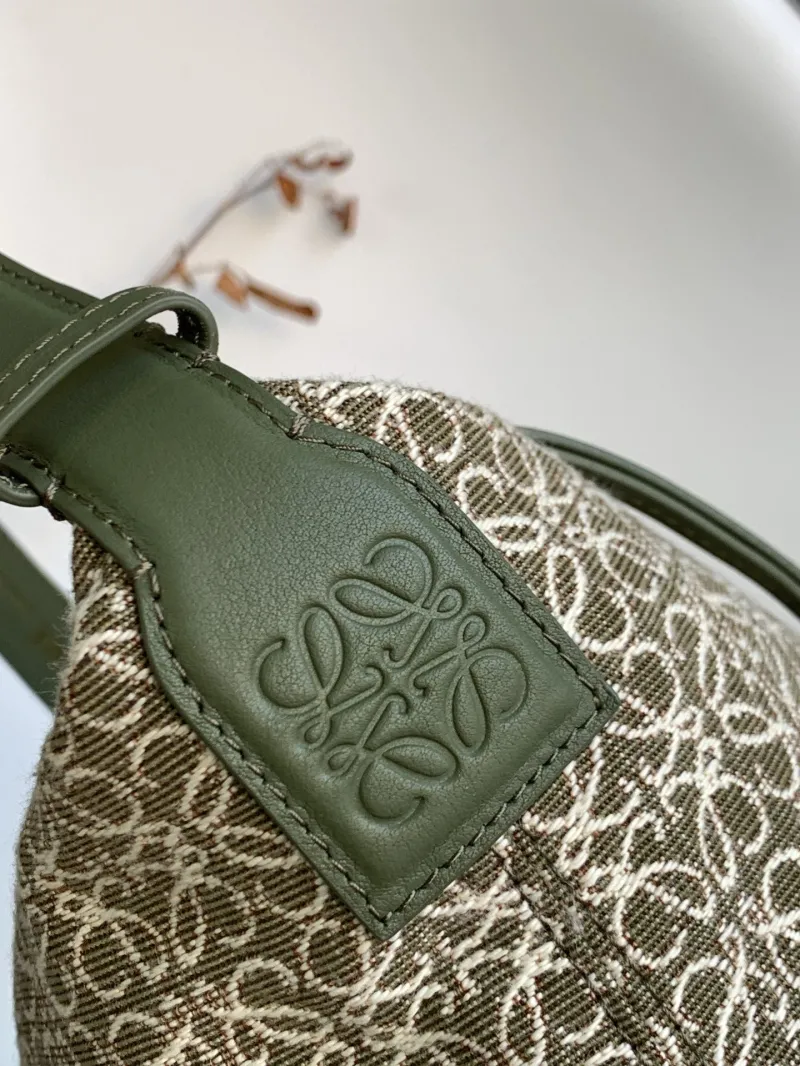 Loewe Anagram Jacquard Hobo Shoulder Bag Olive Green - Image 4