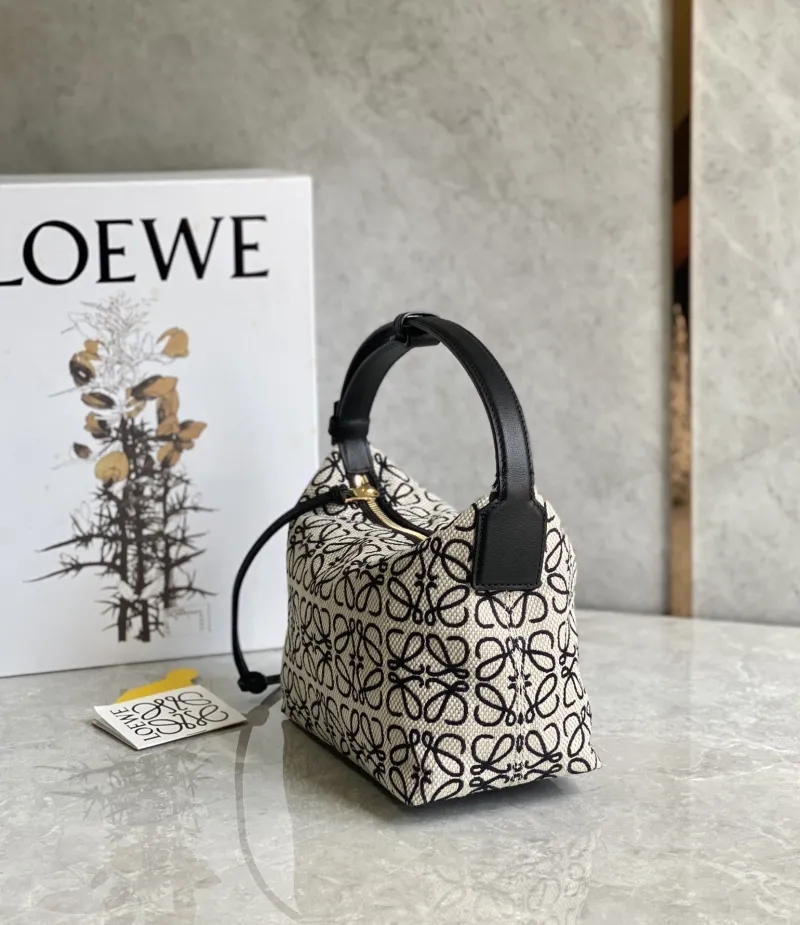 Loewe Anagram Hobo Bag Beige Black 406 - Image 4