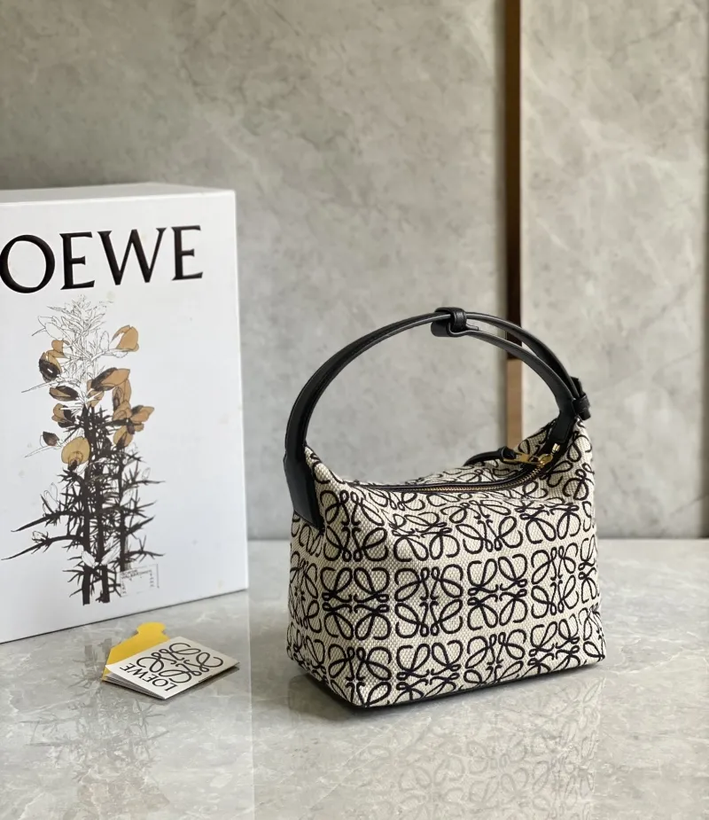 Loewe Anagram Hobo Bag Beige Black 406 - Image 6