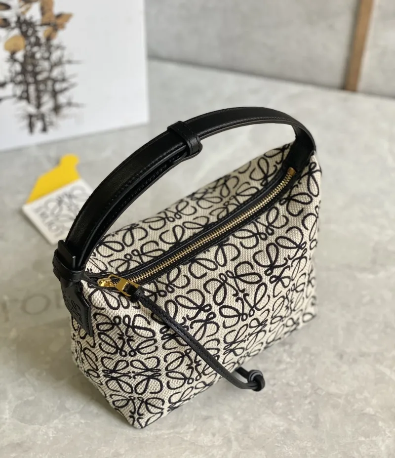 Loewe Anagram Hobo Bag Beige Black 406 - Image 7