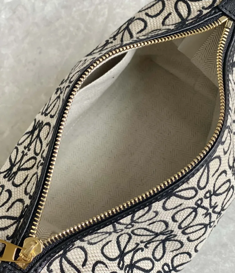 Loewe Anagram Hobo Bag Beige Black 406 - Image 9